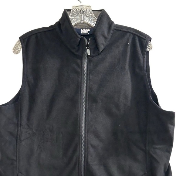 Lands' End Women's Large Black Marinac Fleece Vest Full Zip Sleeveless - Picture 2 of 11